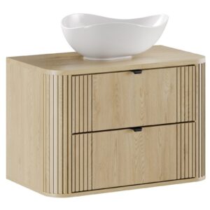 Comad Závěsná skříňka Ovalia Cloud s deskou a umyvadlem 80 cm dub Cremona