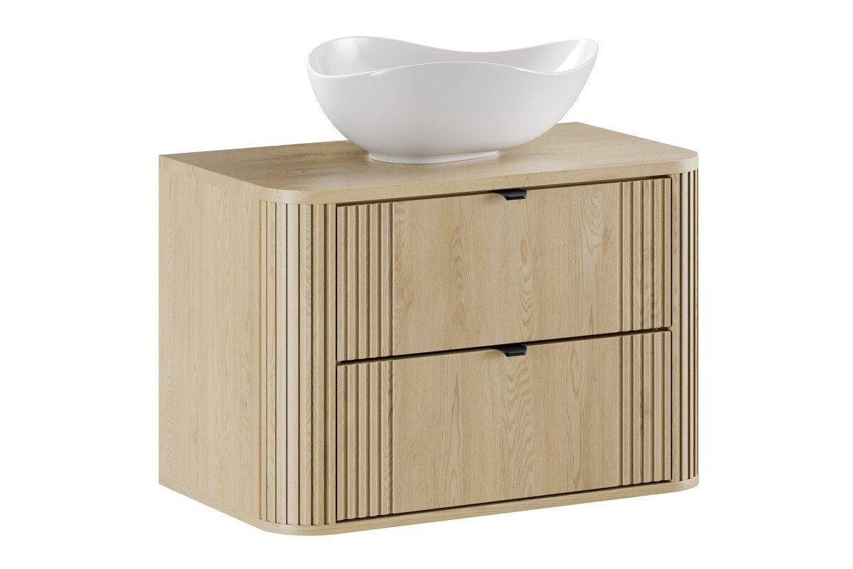Comad Závěsná skříňka Ovalia Cloud s deskou a umyvadlem 80 cm dub Cremona