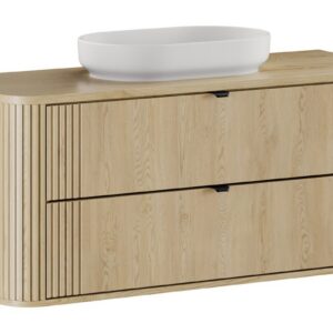 Comad Závěsná skříňka Ovalia River s deskou a umyvadlem 120 cm dub Cremona