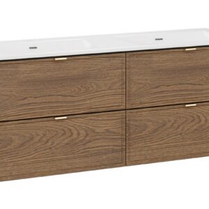 Comad Závěsná skříňka Talia Casella Sky se zápustnými umyvadly 120 cm černý mat/dub casella