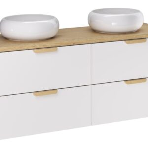 Comad Závěsná skříňka pod umyvadlo Aster Nordic Wiki s deskou 120 cm bílá/dub cremona