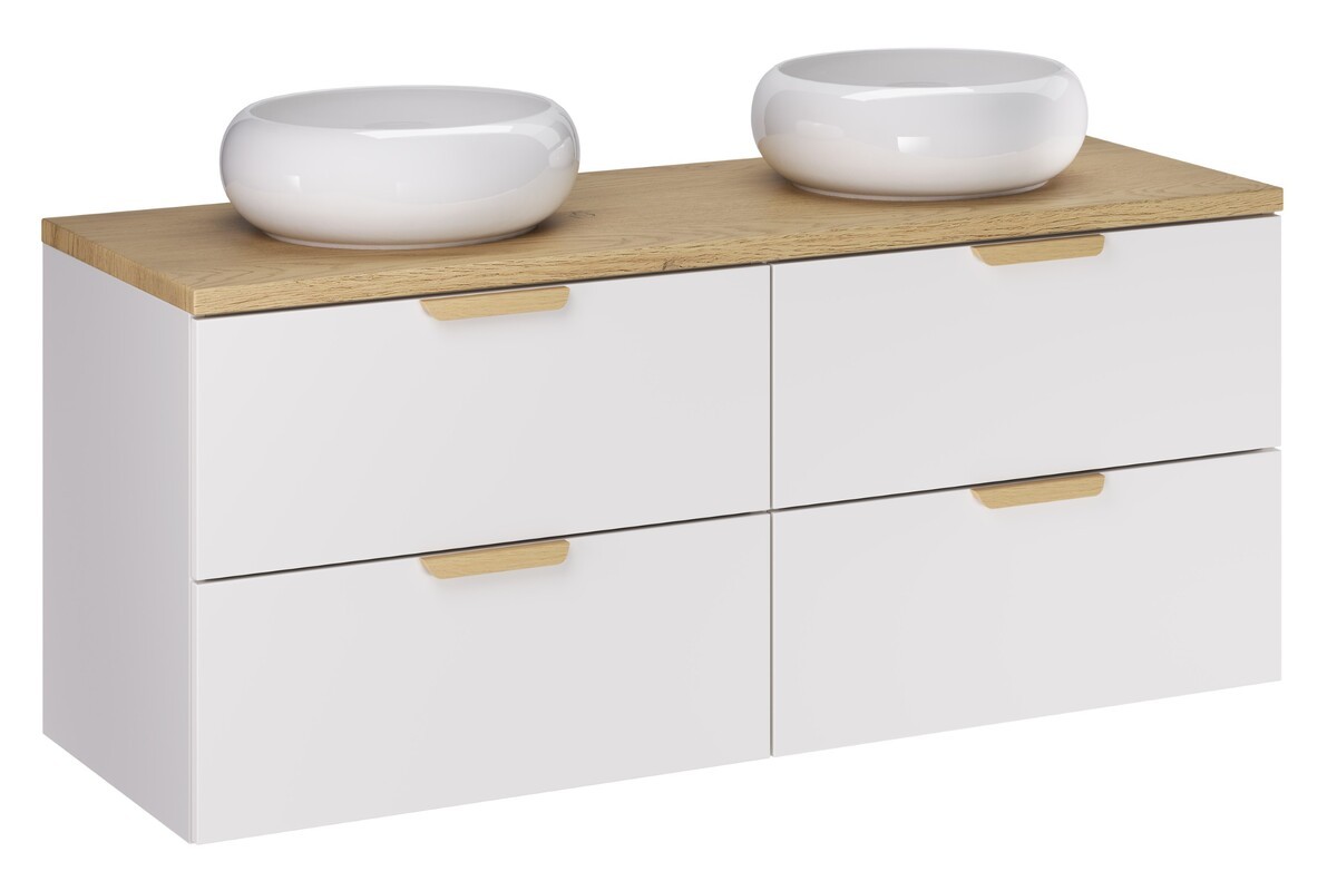Comad Závěsná skříňka pod umyvadlo Aster Nordic Wiki s deskou 120 cm bílá/dub cremona