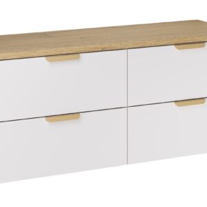 Comad Závěsná skříňka pod umyvadlo Aster Nordic s deskou 120 cm bílá/dub cremona
