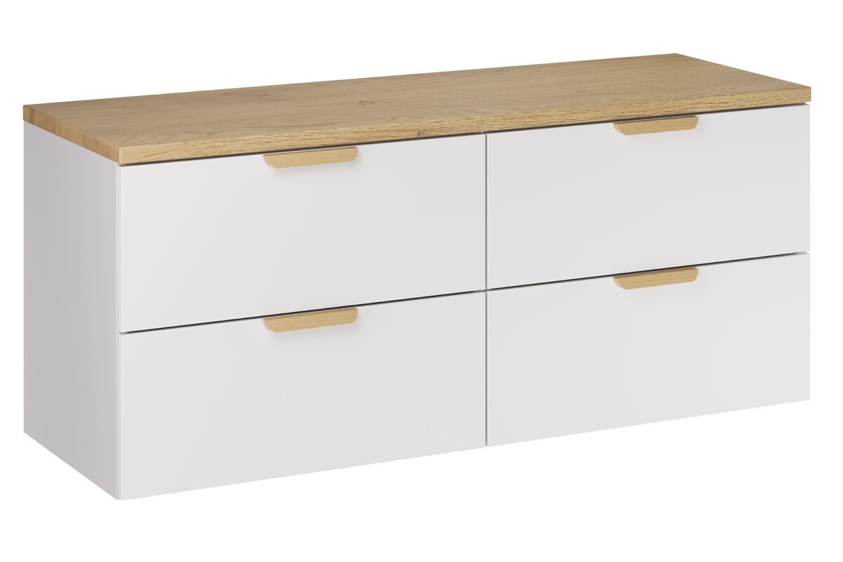 Comad Závěsná skříňka pod umyvadlo Aster Nordic s deskou 120 cm bílá/dub cremona