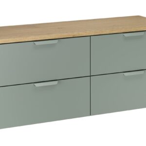 Comad Závěsná skříňka pod umyvadlo Aster Nordic s deskou 120 cm zelená/dub cremona