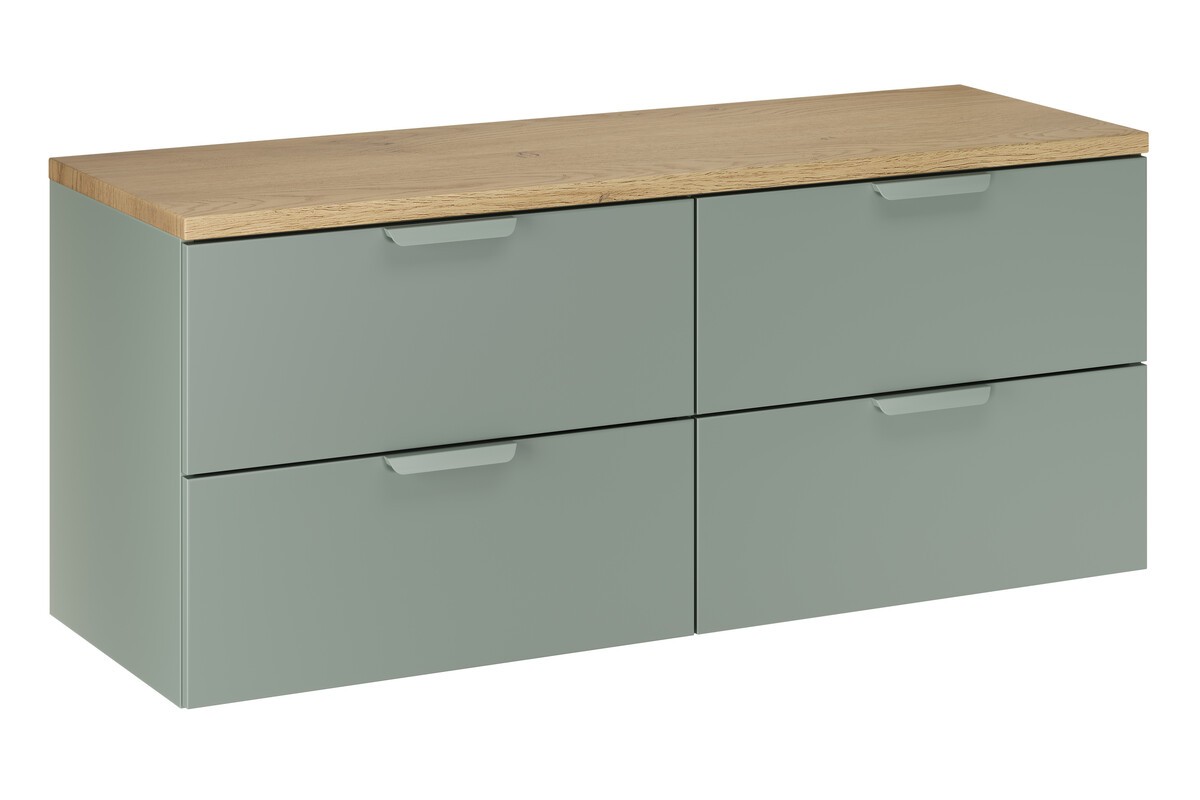 Comad Závěsná skříňka pod umyvadlo Aster Nordic s deskou 120 cm zelená/dub cremona