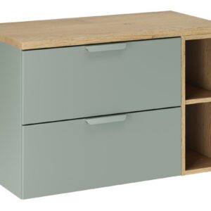 Comad Závěsná skříňka pod umyvadlo Aster Nordic s deskou a regálem 80 cm zelená/dub cremona