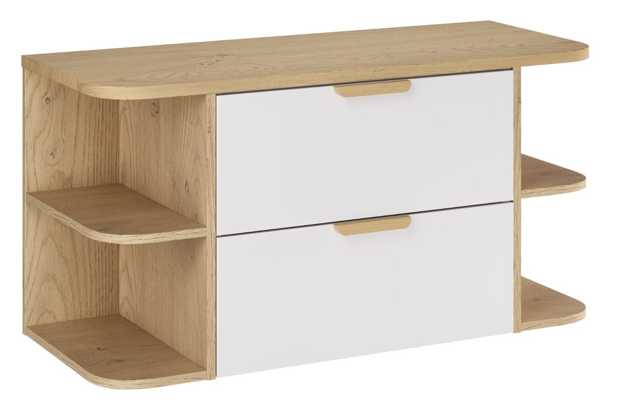 Comad Závěsná skříňka pod umyvadlo Aster Ovalia s deskou 100 cm dub cremona/bílá