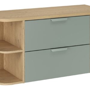 Comad Závěsná skříňka pod umyvadlo Aster Ovalia s deskou 100 cm dub cremona/zelená