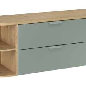 Comad Závěsná skříňka pod umyvadlo Aster Ovalia s deskou 120 cm dub cremona/zelená