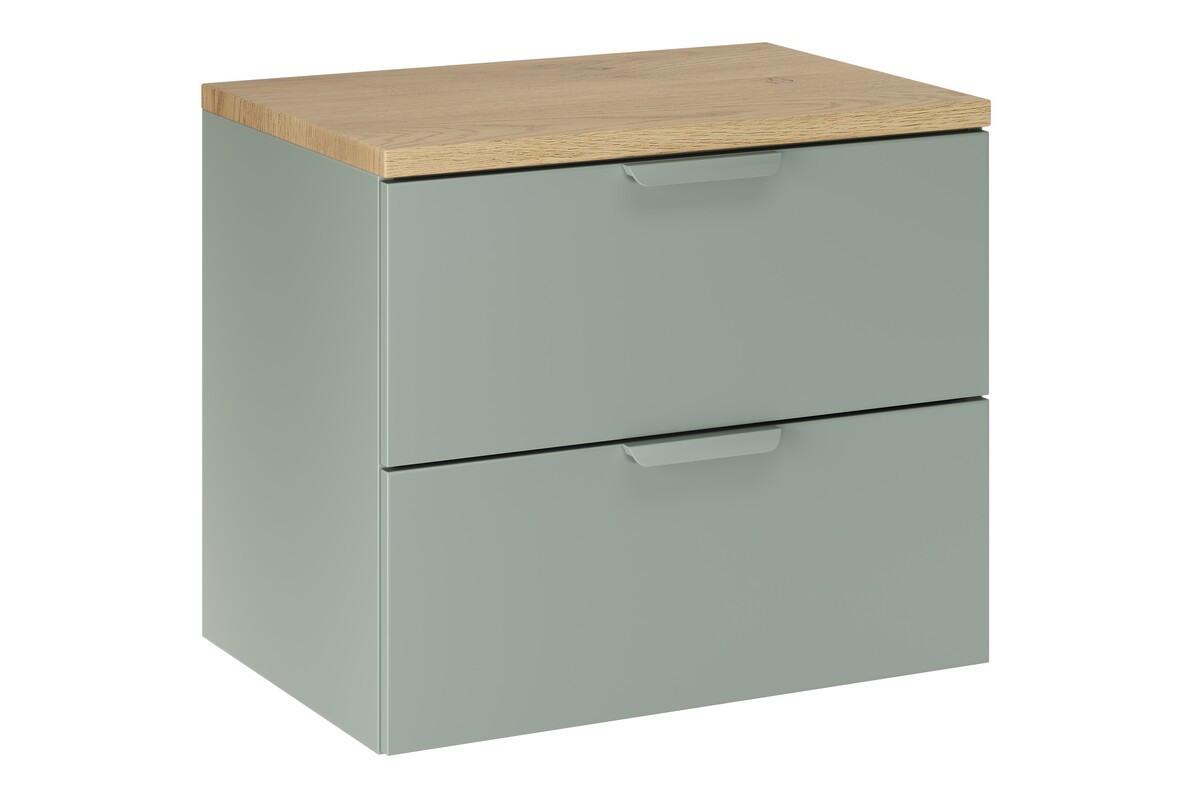 Comad Závěsná skříňka pod umyvadlo Aster s deskou 60 cm zelená/dub cremona