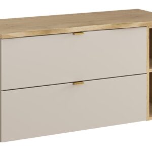 Comad Závěsná skříňka pod umyvadlo Dalia Cashmere Nature s deskou a regálem 100 cm kašmír/dub cremona