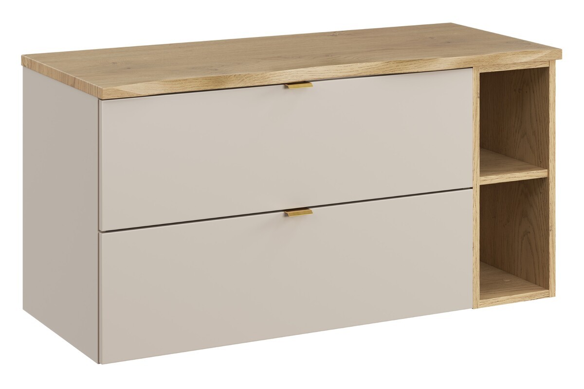 Comad Závěsná skříňka pod umyvadlo Dalia Cashmere Nature s deskou a regálem 100 cm kašmír/dub cremona
