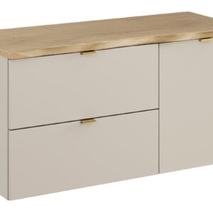 Comad Závěsná skříňka pod umyvadlo Dalia Cashmere Nature s košem na prádlo a deskou 100 cm dub cremona/kašmírová