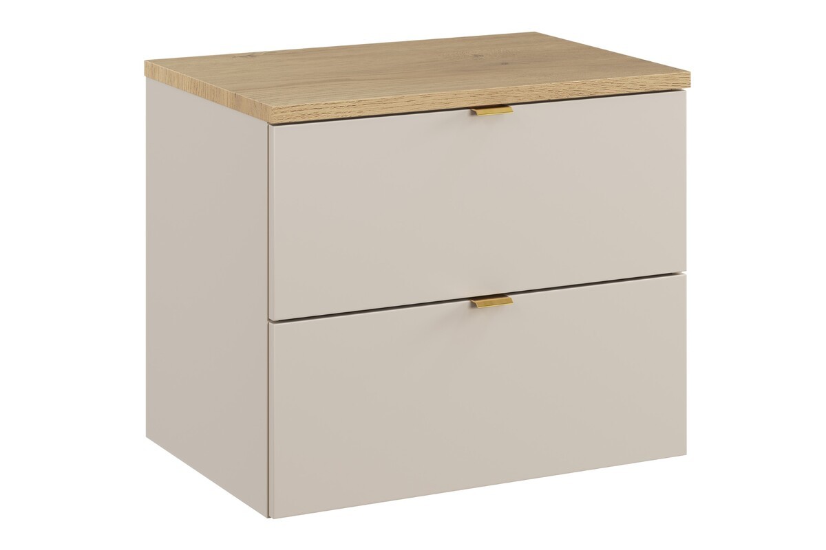 Comad Závěsná skříňka pod umyvadlo Dalia Cashmere Nordic s deskou 60 cm kašmírová/dub cremona