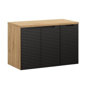 Comad Závěsná skříňka pod umyvadlo Luxor Black s deskou 90 cm černá/dub olejovaný