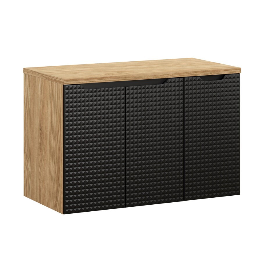 Comad Závěsná skříňka pod umyvadlo Luxor Black s deskou 90 cm černá/dub olejovaný