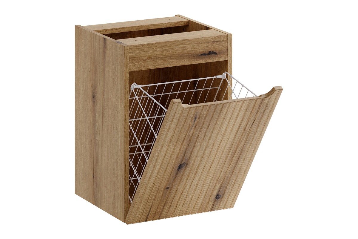 Comad Závěsná skříňka pod umyvadlo Nova Denim s deskou a košem na prádlo 100 cm modrá/dub coast eovke - Obrázek 2