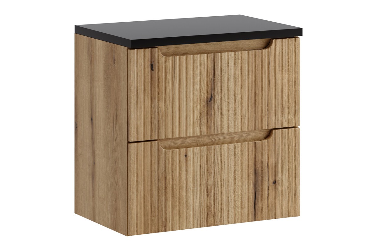 Comad Závěsná skříňka pod umyvadlo Nova s deskou 60 cm dub coast evoke/černá