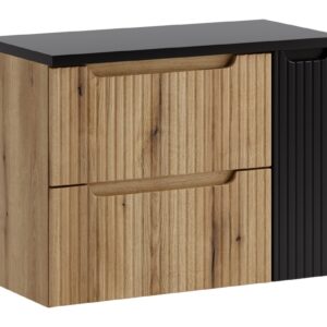 Comad Závěsná skříňka pod umyvadlo Nova s deskou 80 cm dub coast evoke/černá