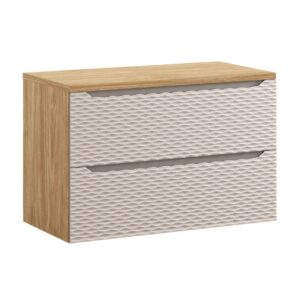 Comad Závěsná skříňka pod umyvadlo Ocean Beige s deskou 90 cm béžová/dub olejovaný