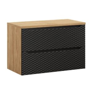 Comad Závěsná skříňka pod umyvadlo Ocean Black s deskou 90 cm černá/dub olejovaný