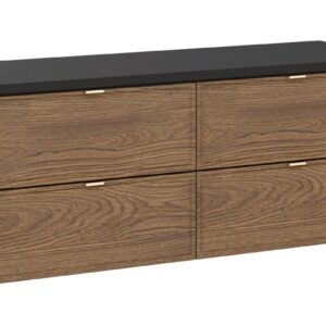 Comad Závěsná skříňka pod umyvadlo Talia Casella s deskou 120 cm černá mat/dub casella