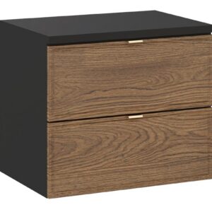 Comad Závěsná skříňka pod umyvadlo Talia Casella s deskou 60 cm černý mat/dub casella