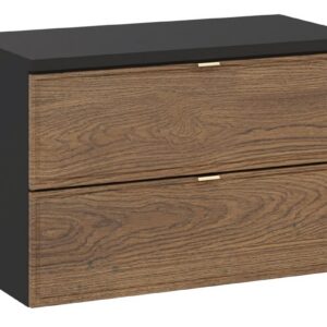 Comad Závěsná skříňka pod umyvadlo Talia Casella s deskou 80 cm černý mat/dub casella