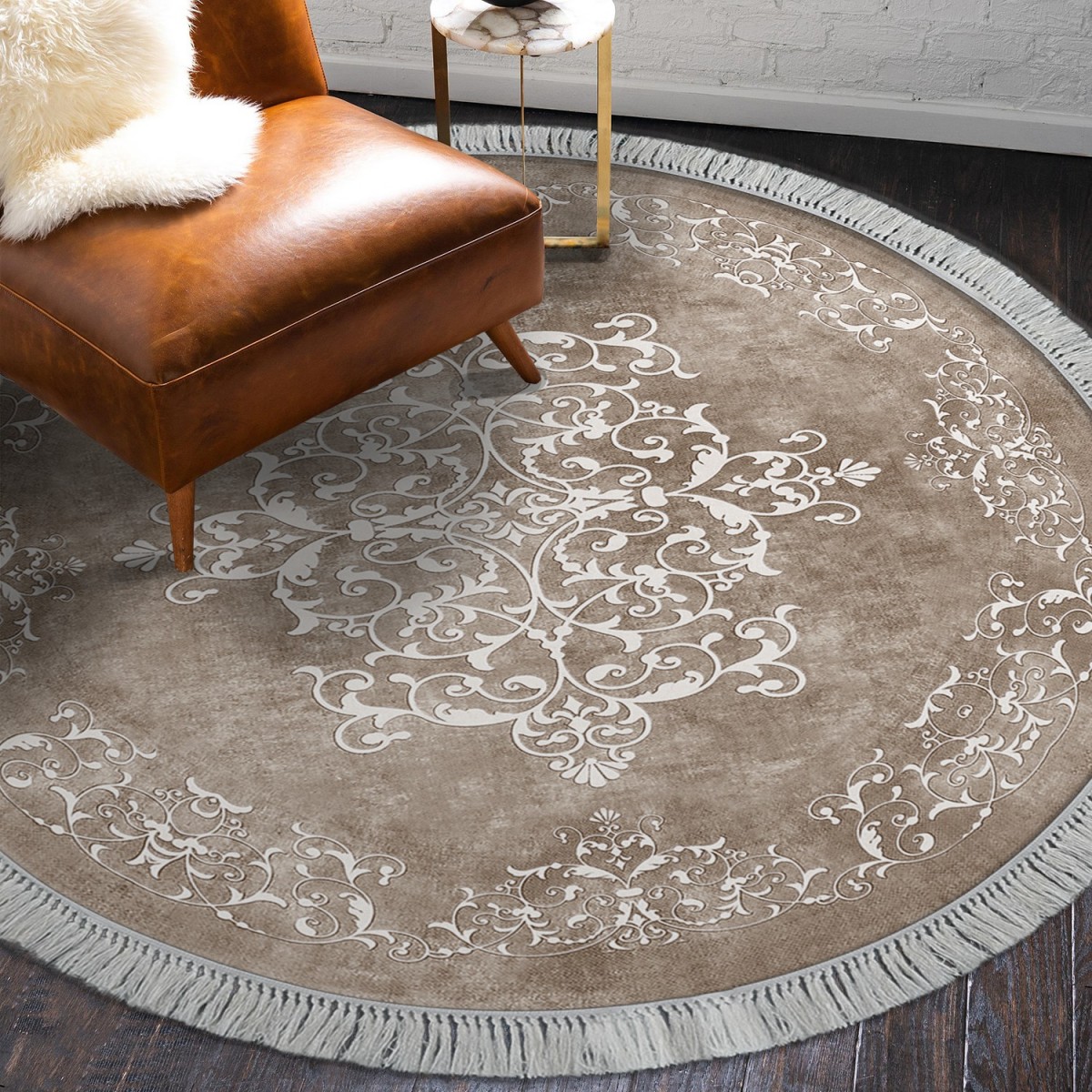Conceptum Hypnose Kulatý koberec Tapis 180 cm béžový - Obrázek 2