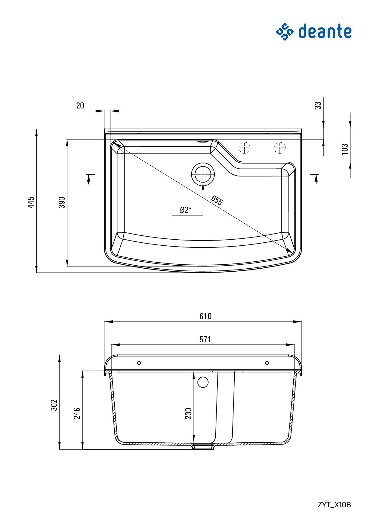 Deante Technický dřez Garden - ZYT 310B - Obrázek 2