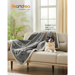FEANDREA Nepromokavá deka pro psy a kočky vel. L pratelná 127 x 101 cm šedá