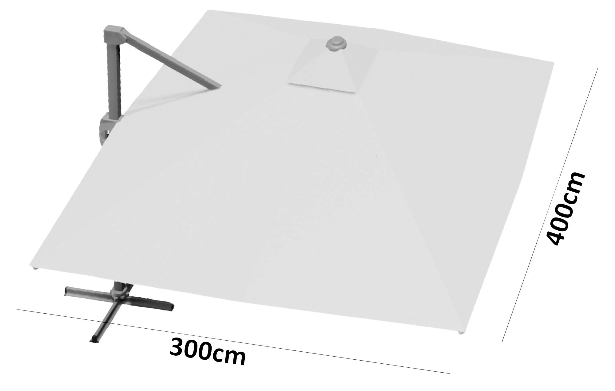 Garden Line Zahradní slunečník s ochranným obalem ROMA 300 x 400 cm šedý - Obrázek 2