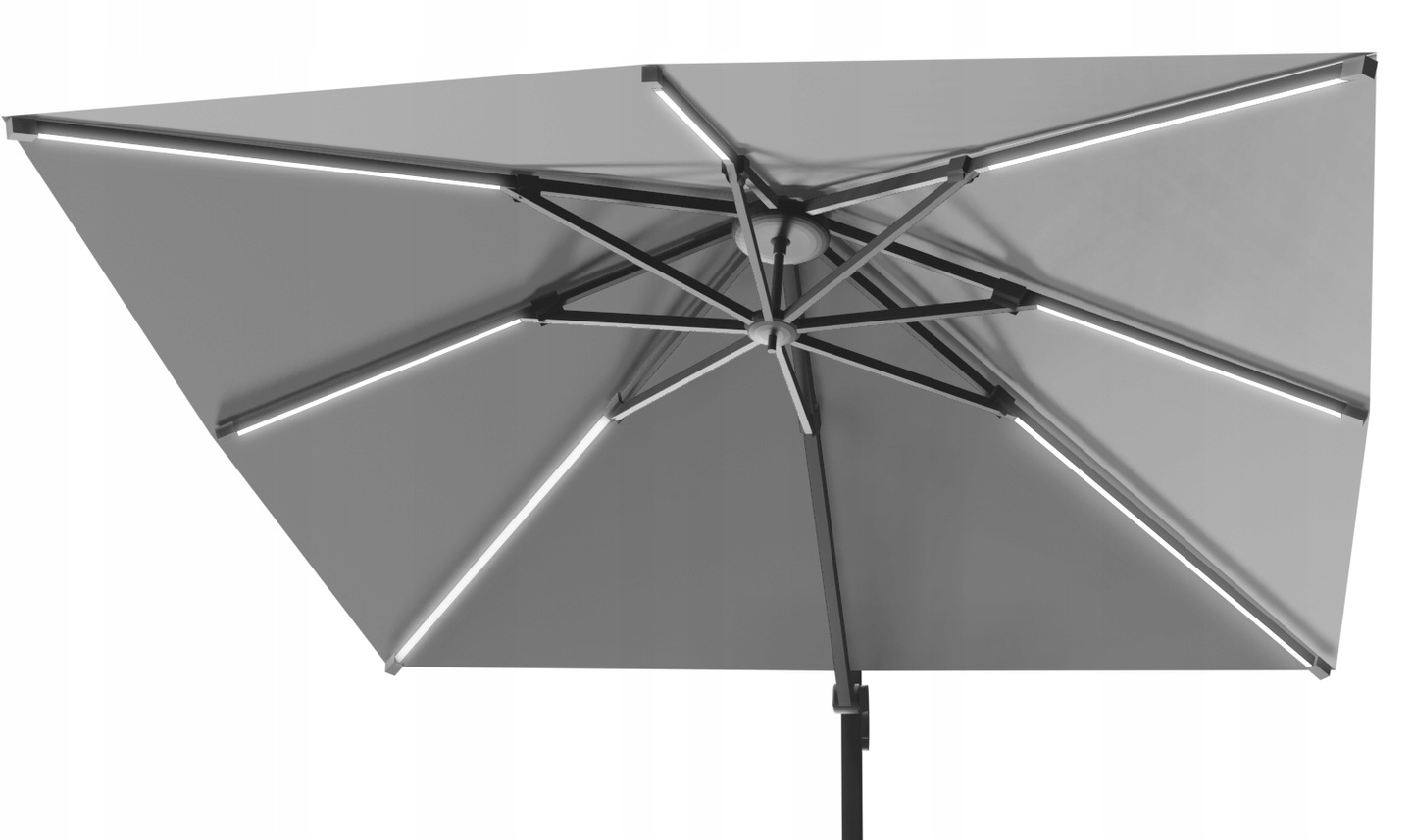 Garden Line Zahradní slunečník s ochranným obalem a LED osvětlením ROMA 300 x 400 cm šedý - Obrázek 2