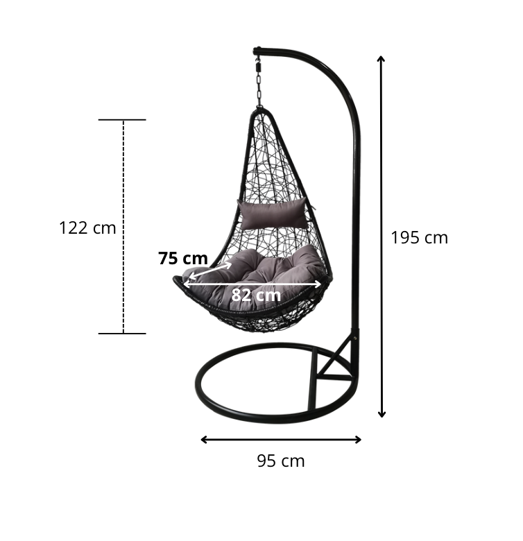 Garden Line Závěsné křeslo Golarsk šedé/černé - Obrázek 2