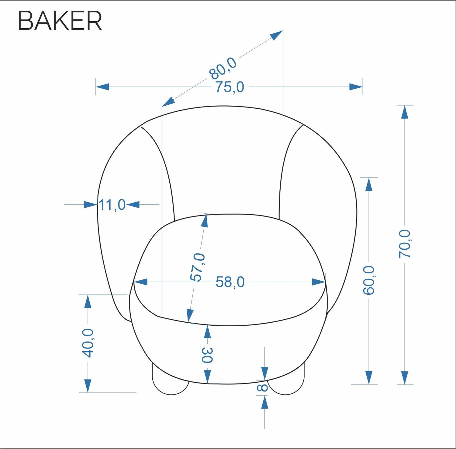 HALMAR Čalouněné křeslo BAKER krémové - Obrázek 2