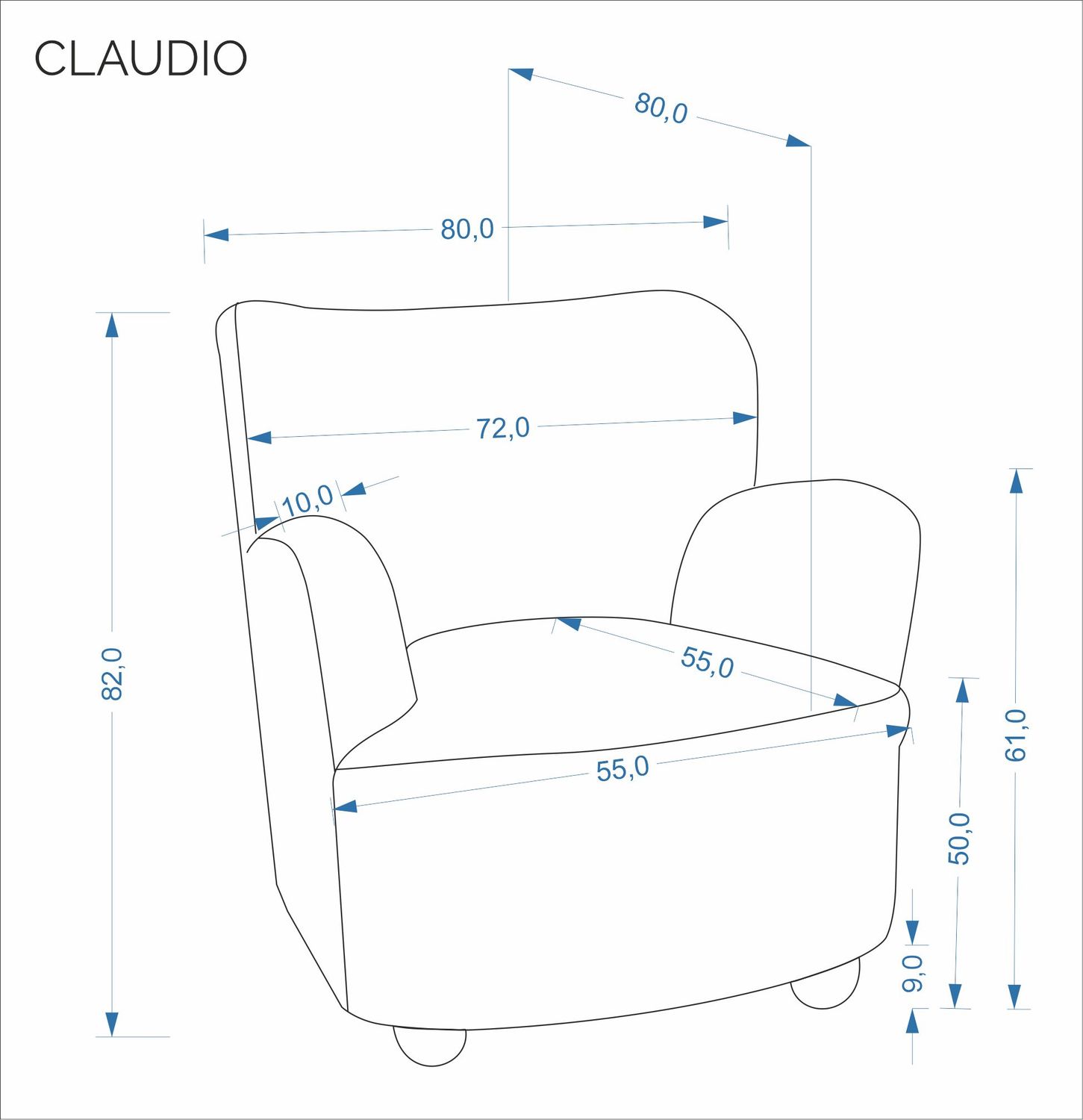 HALMAR Designové křeslo Claudio krémové - Obrázek 2