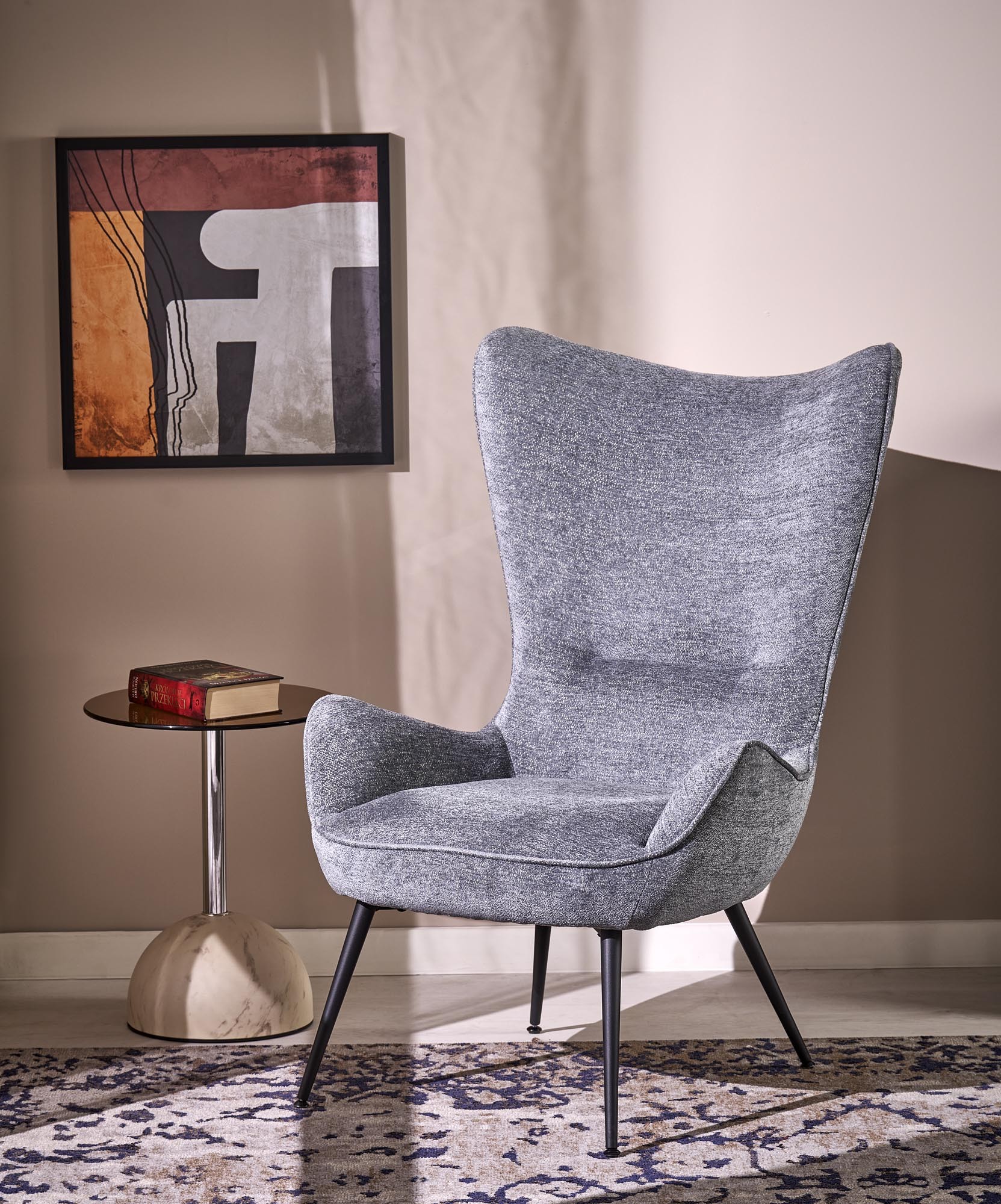 HALMAR Designové křeslo ušák JUKON šedé - Obrázek 2