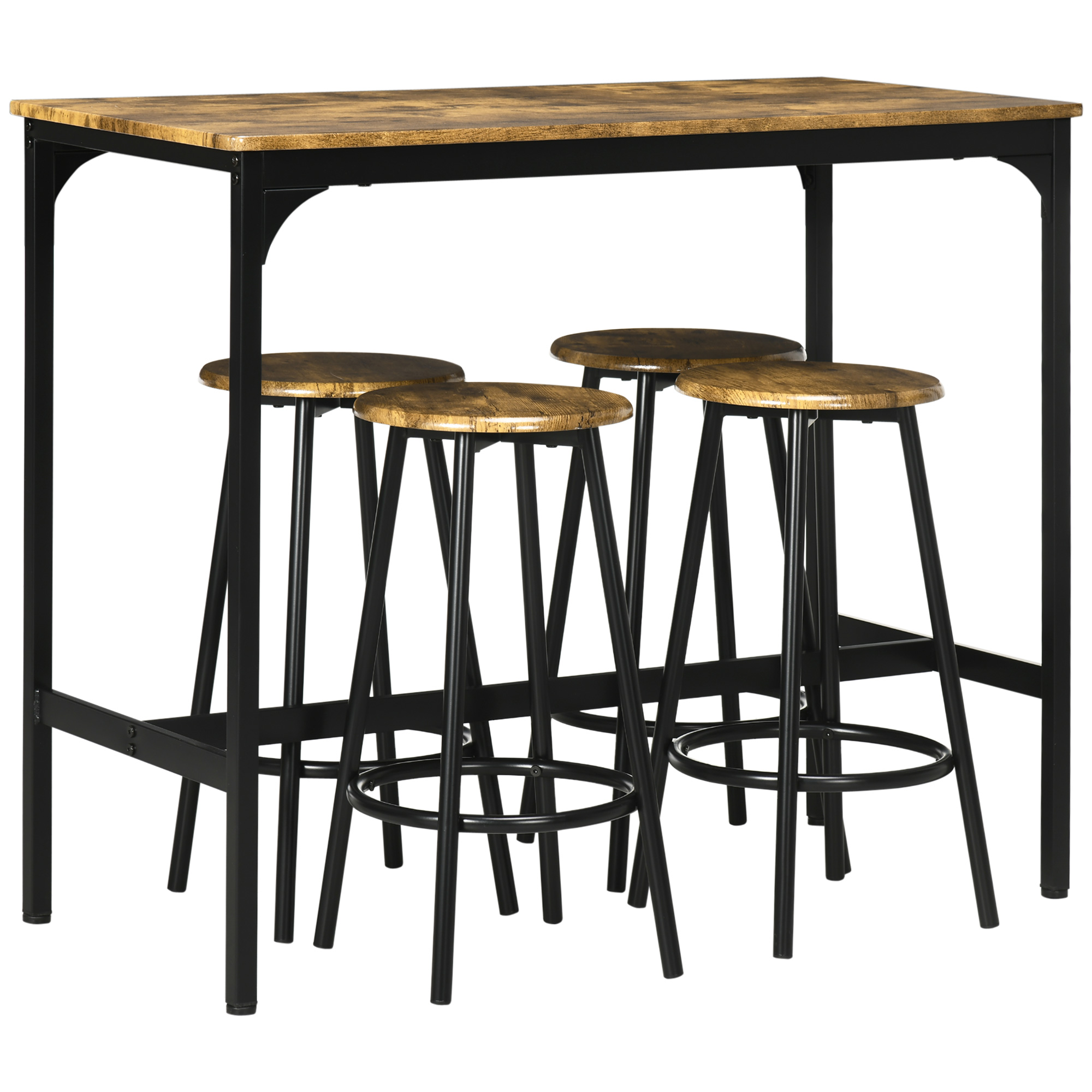 HOMCOM Barový set v industriálním designu 5 ks hnědý