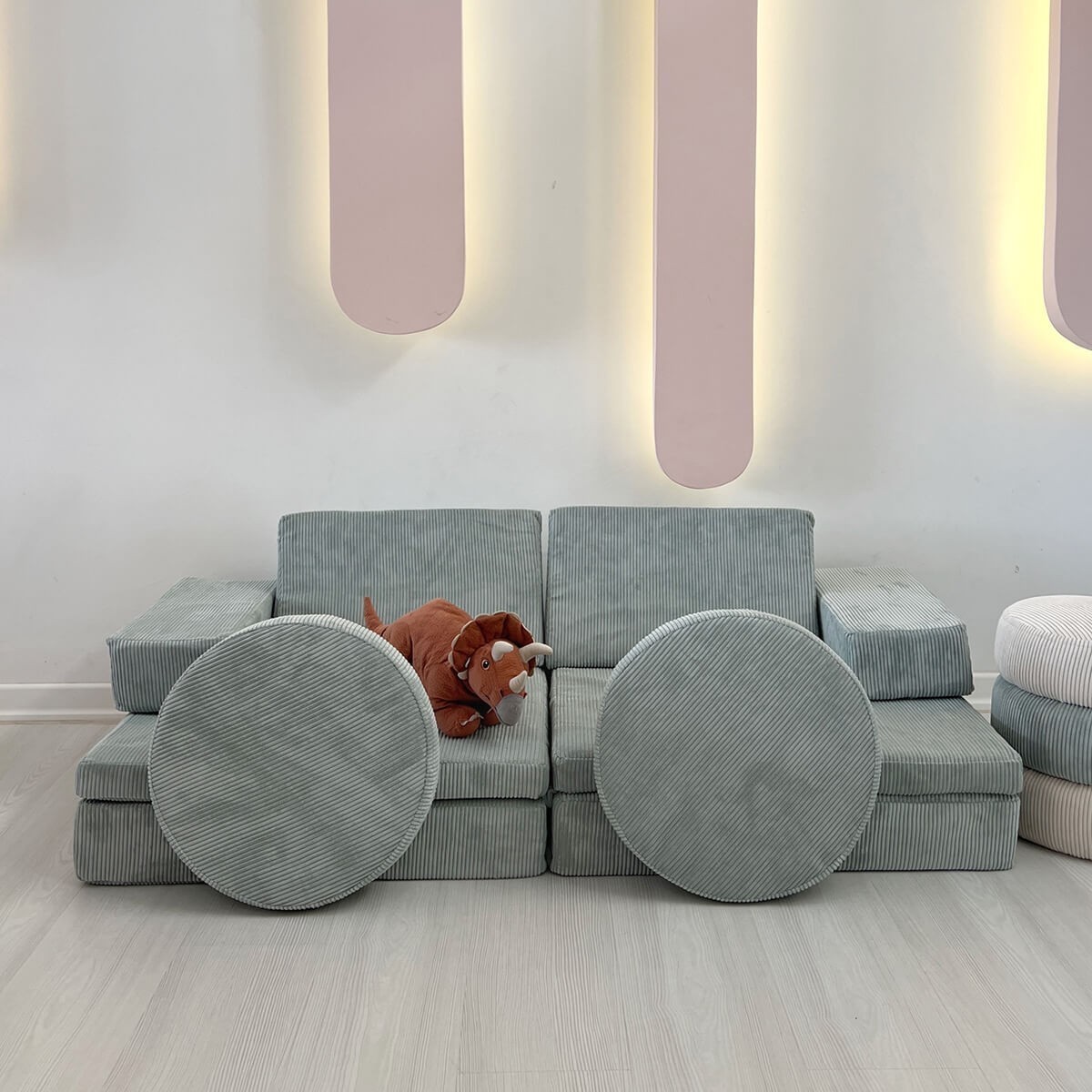 Hanah Home Dvoumístná rozkládací pohovka Puzzle modrá - Obrázek 2