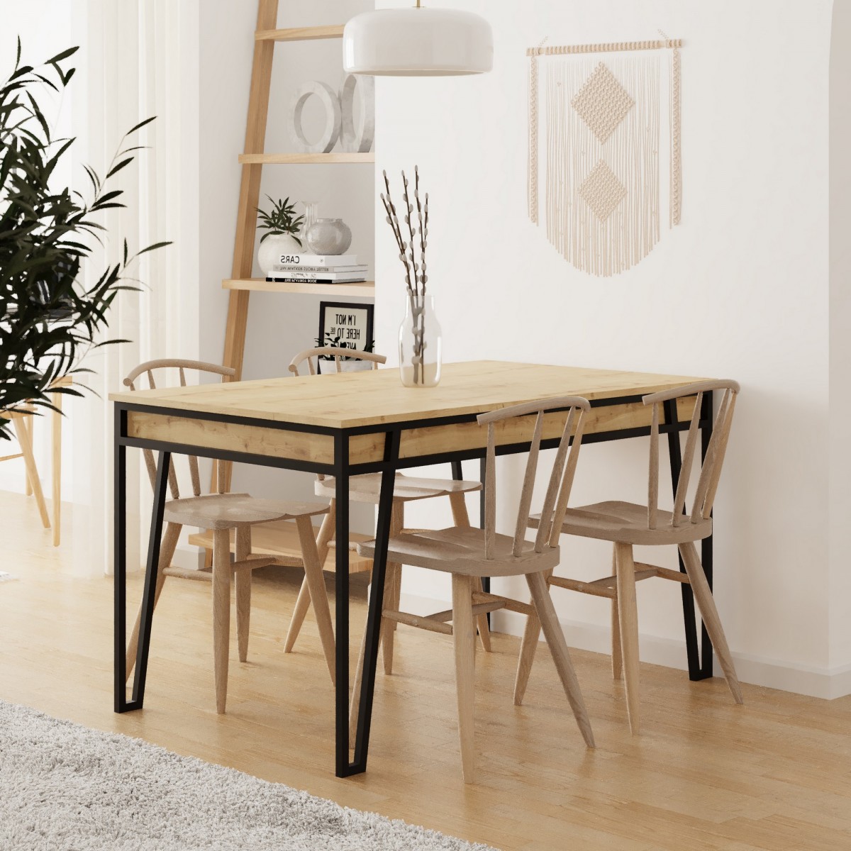 Hanah Home Jídelní rozkládací stůl Pal 132/170 cm dub přírodní - Obrázek 2