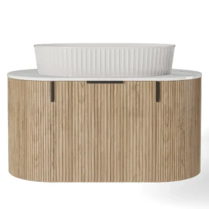 Hector Závěsná skříňka s deskou a umyvadlem La Simplicite 80 cm dub přírodní/bílá