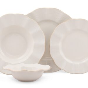 Hermia Porcelánová sada 24 ks talířů Creamy Gold bílá/zlatá