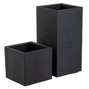 HowHomely Sada 2 ks květináčů BETONIQUE 30x30/30x60 cm beton černá