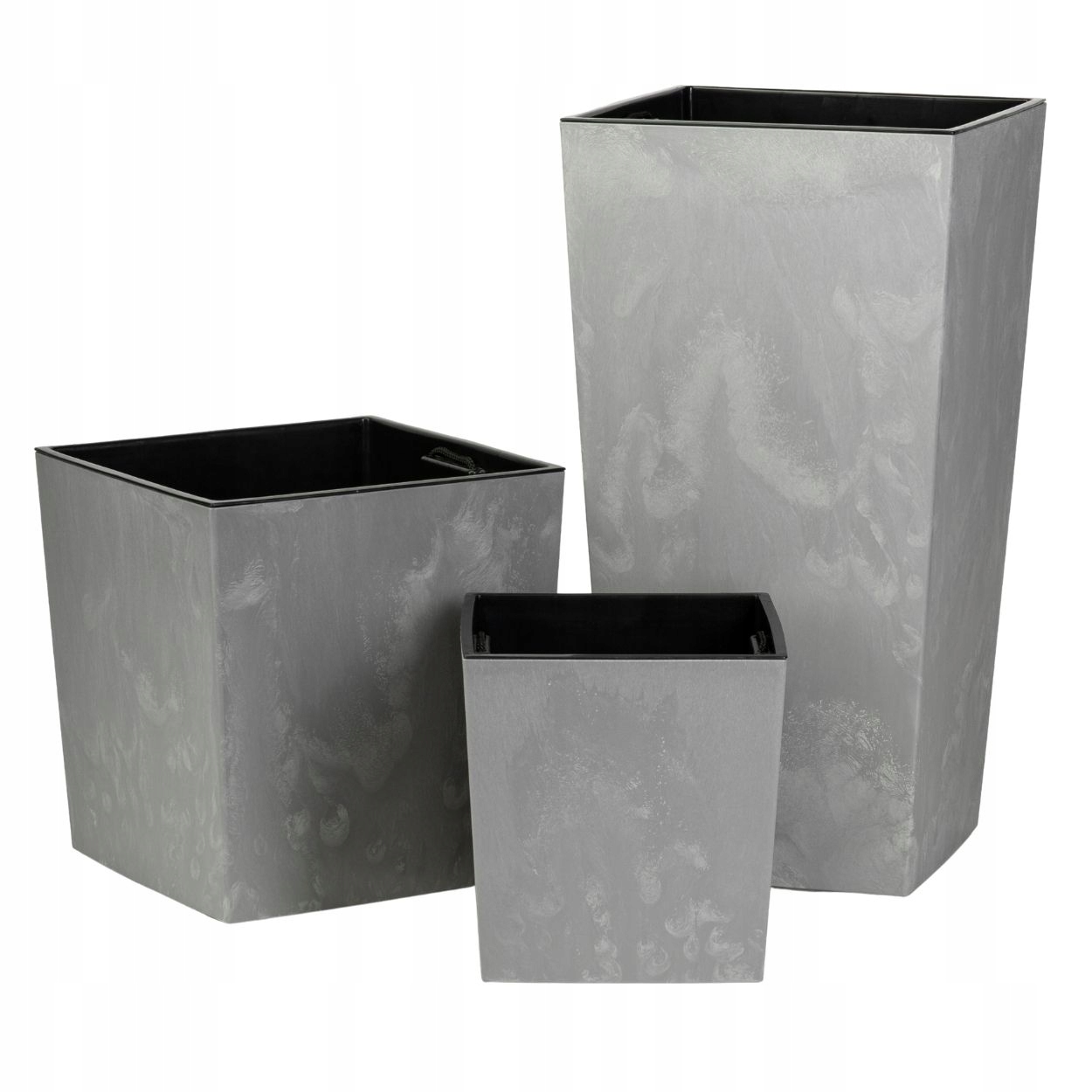 HowHomely Sada 3 ks květináčů Walter šedý beton - Obrázek 2