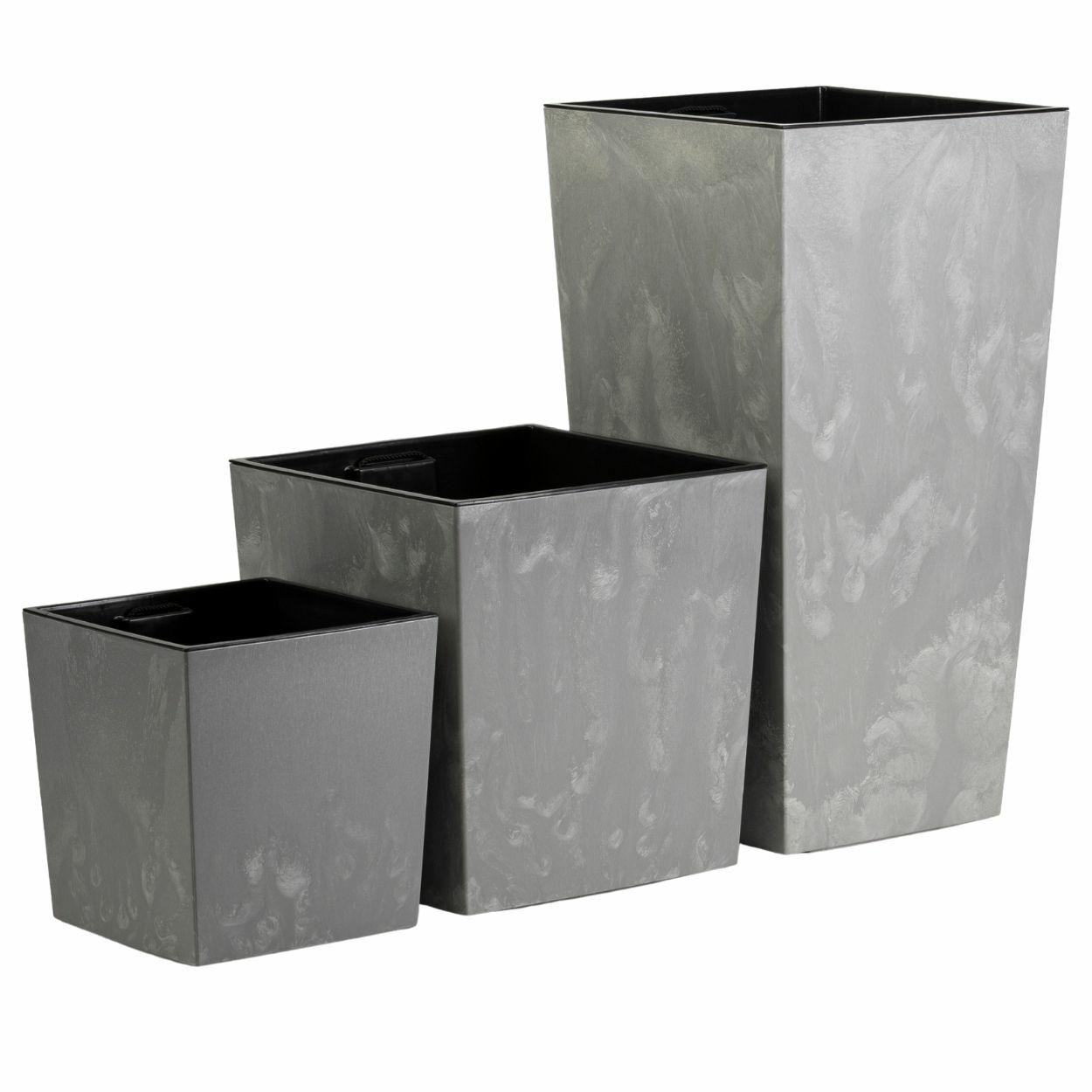 HowHomely Sada 3 ks květináčů Walter šedý beton