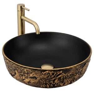 Keramické umyvadlo na desku REA BABILON GOLD ø 42 cm