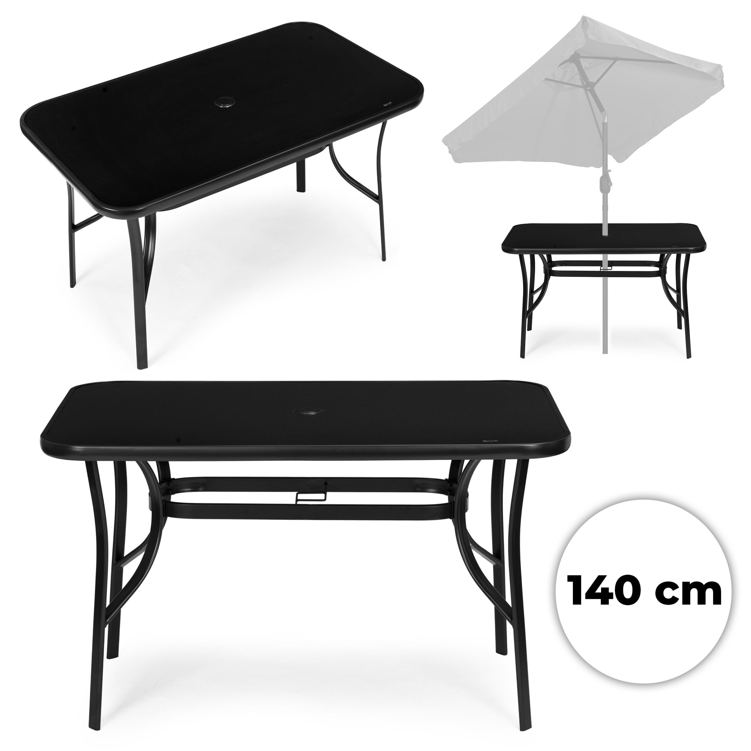 MultiGarden Zahradní skleněný stůl SISO 140x80 cm černý - Obrázek 2