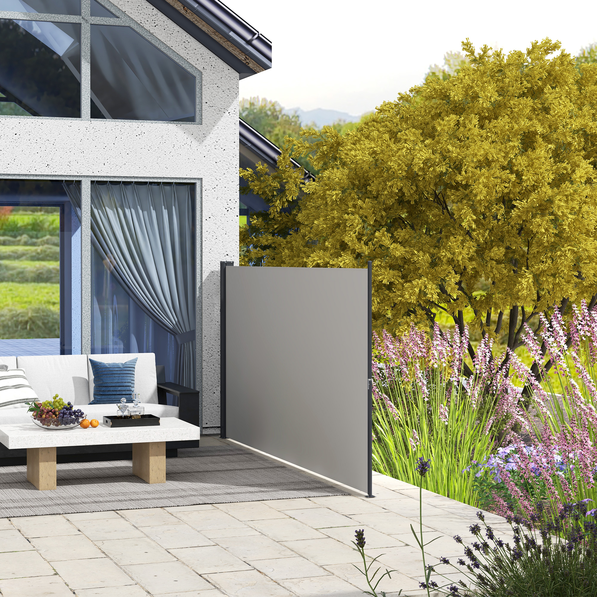 OUTSUNNY Boční výsuvná markýza 300 x 140 cm světle šedá - Obrázek 2
