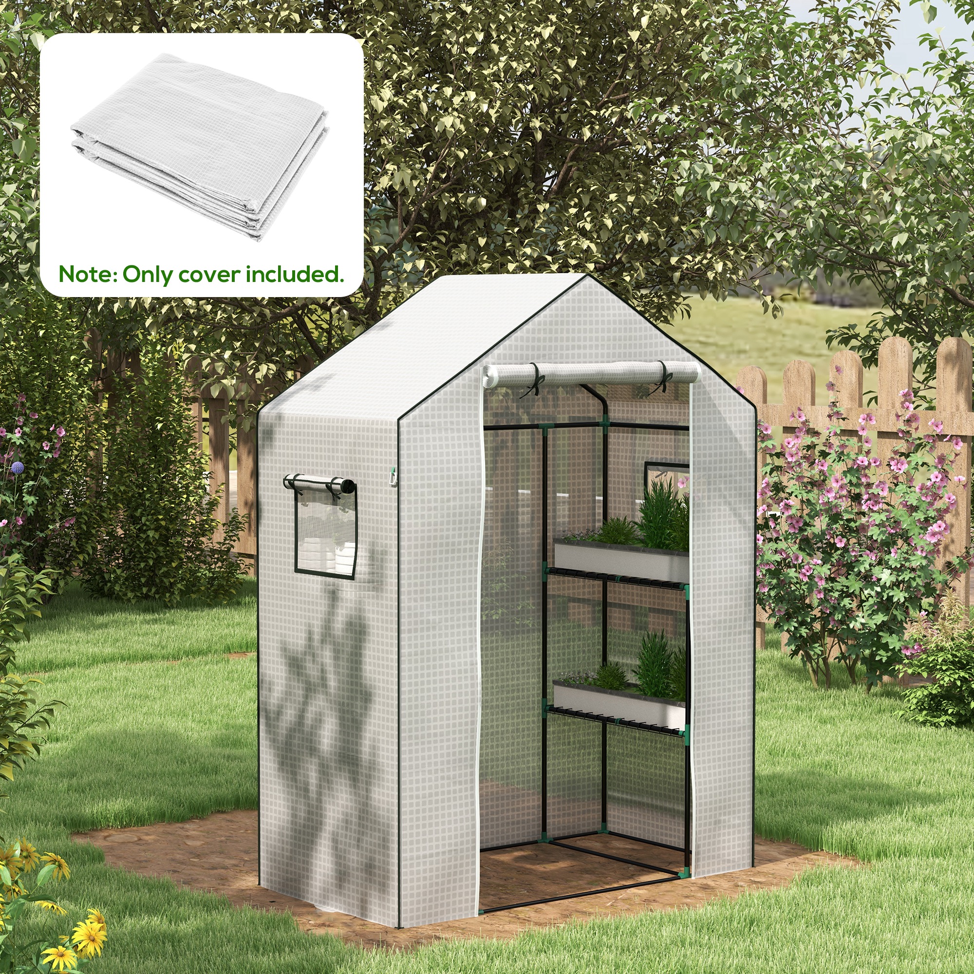 OUTSUNNY Náhradní folie pro foliovník 140 x 190 x 73 cm bílá - Obrázek 2